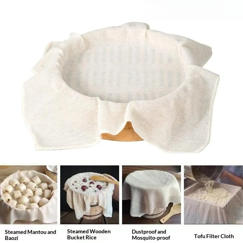Kitchen Baking Drawer - 3 adet saf yuvarlak pamuklu buharlı