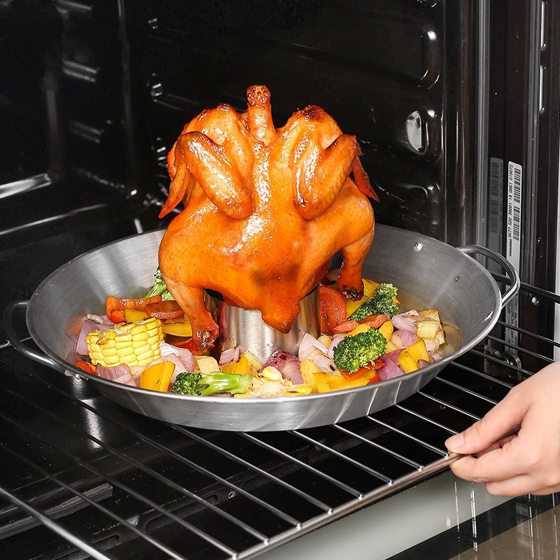 Kitchen Baking Tray Organiser - BARBEKÜ Paslanmaz Çelik Tavuk Tutucu Tava