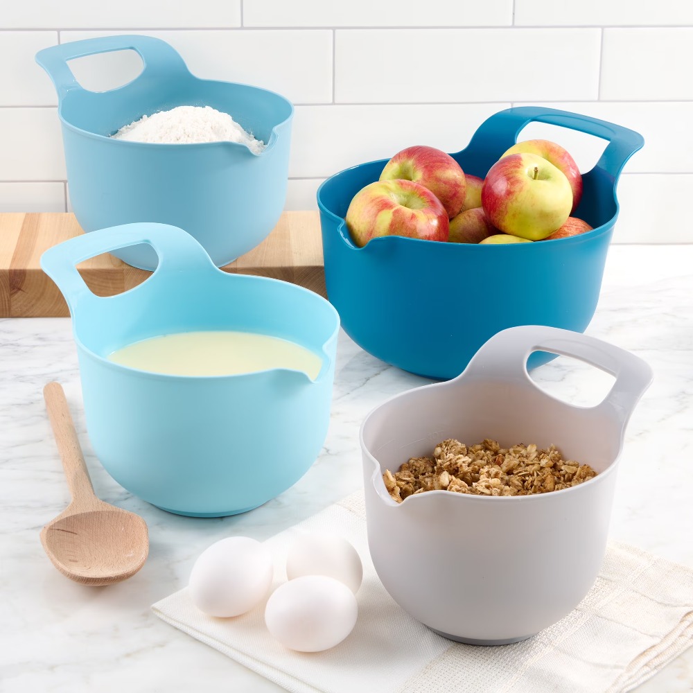 Kitchen Baking Set - Plastik Karıştırma Kaseleri Seti, 4'lü, Dökme