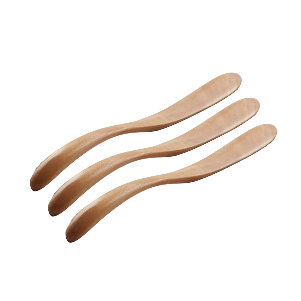 Kitchen Baking Decor - 3 Adet Ahşap Tereyağı Bıçağı Doğal