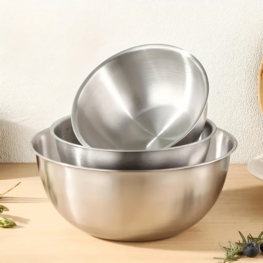 Kitchen Baking Store - 3'lü Paslanmaz Çelik Salata Kase Seti,