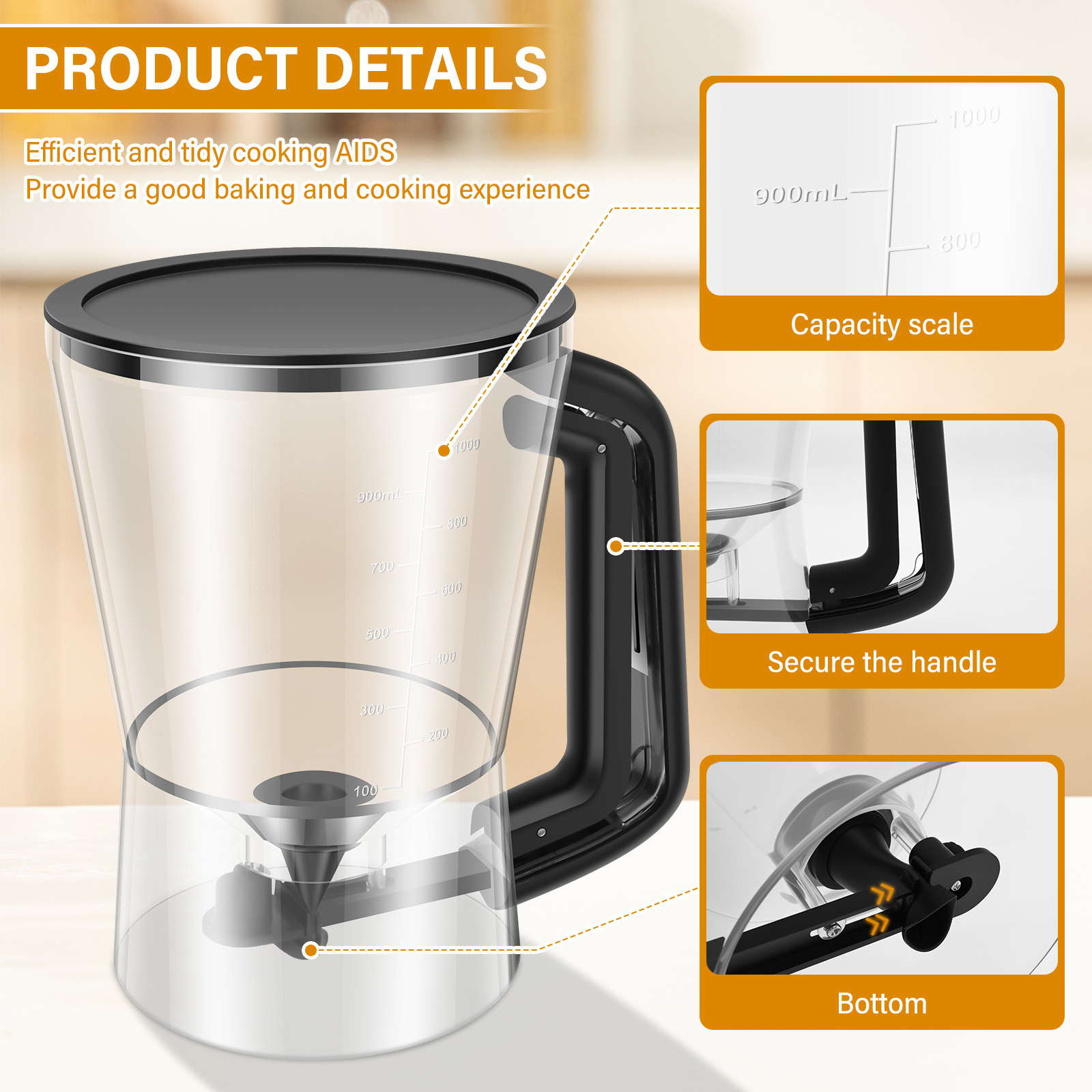 900/1000ml Krep Hamuru Dağıtıc - Kitchen Baking Blender incelemesi ve fiyatı