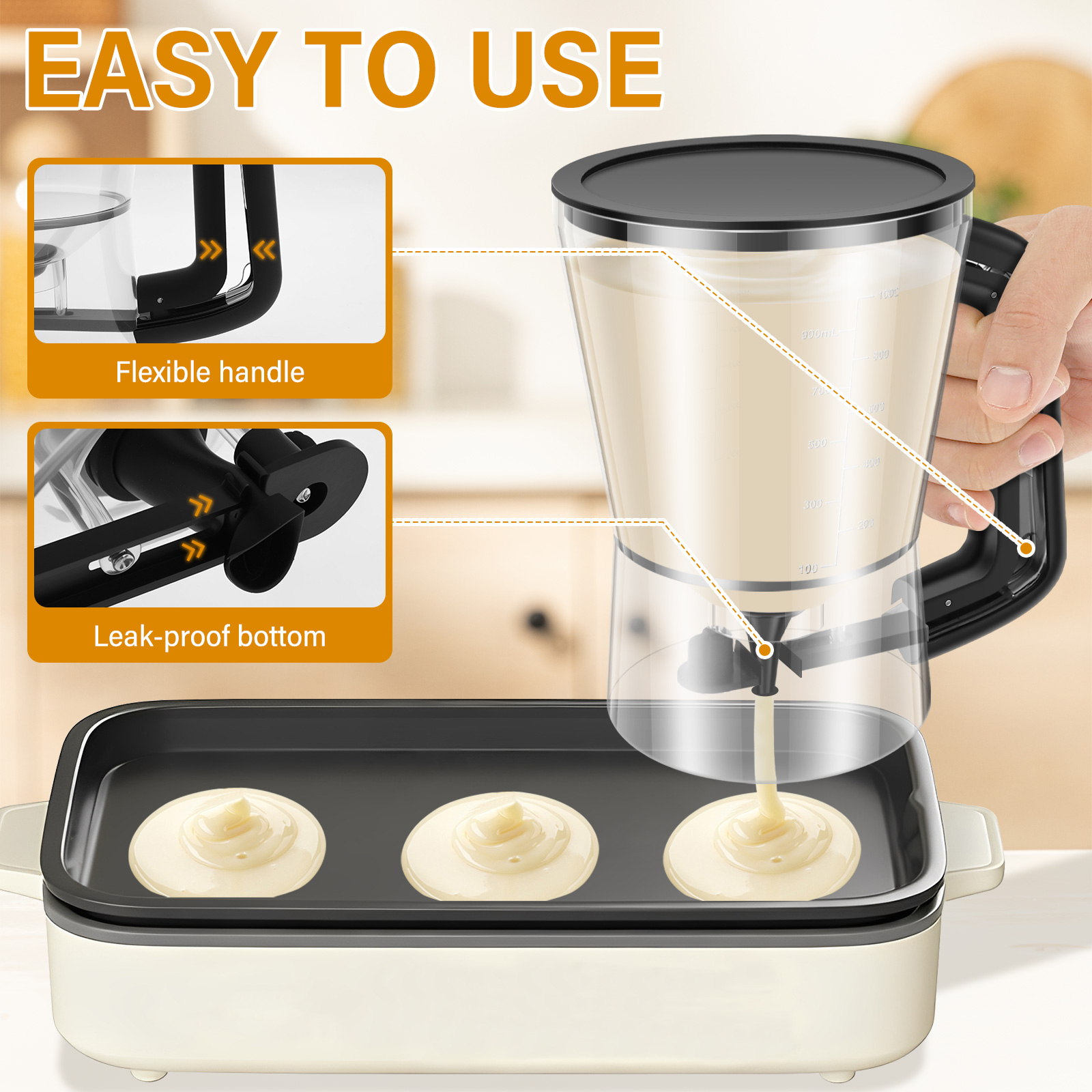 900/1000ml Krep Hamuru Dağıtıc - Kitchen Baking Blender incelemesi ve fiyatı