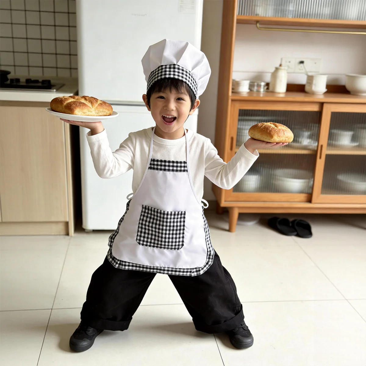 2 adet Ekose Çocuk Şef Önlüğü  - Baking Kitchen Set Up incelemesi ve fiyatı